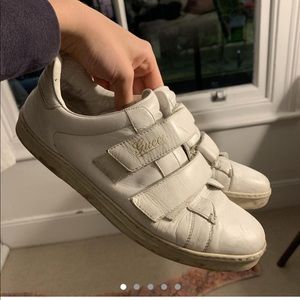 Authentic Gucci White Leather Velcro Straps